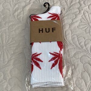 HUF Socks Plant Life Crew Socks White With Red Leaves One Size Cannabis New Wrap